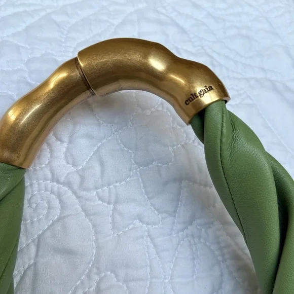 Cult Gaia Meerah Bag Calla Lily Green Gold Leather Mini Shoulder Handbag Top - Picture 5 of 14